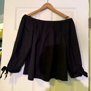 LOFT Off the Shoulder Black Blouse